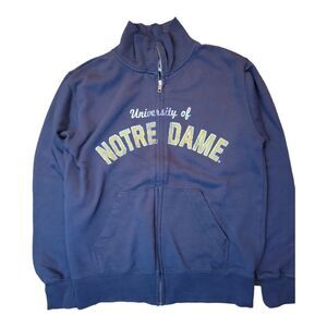 Notre Dame Distressed Look Mock Neck Zippered Sweatshirt Size S